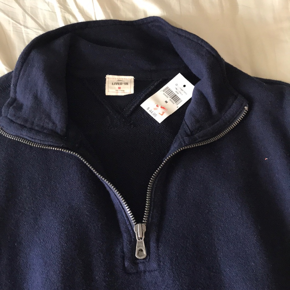 Partial zip sweat shirt, long sleeves, 2 pockets